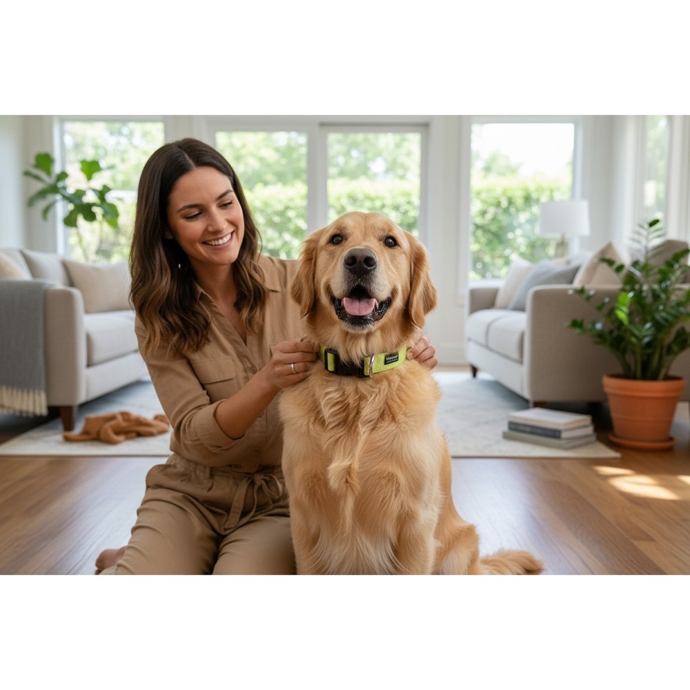 Pet Shoppe Nylon Dog Collar Large Neon Green Brand New Adjustable 18-26in